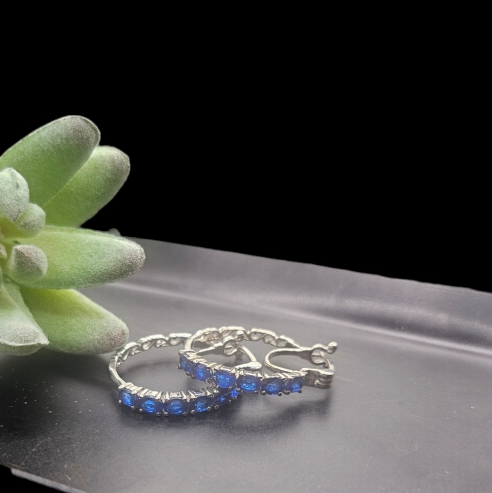 Blue Spinel Inside Out Hoop Earrings